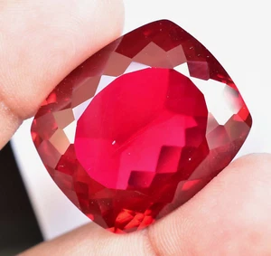 Natural Mozambique Red Ruby 79.10 Ct Cushion Certified Flawless Loose Gemstone - Picture 1 of 6