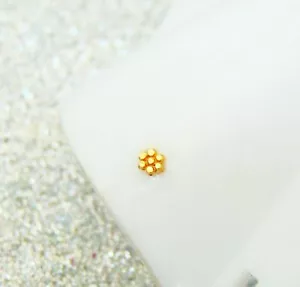 Indian 22K Gold Plated Nath Wedding Nose Ring Mother's Gift Small Nose Ear Pin - Picture 1 of 5