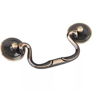 Antique Brass 3.5" C-C Kitchen Cabinet Knocker Bail Drop Pull Furniture Handle - Picture 1 of 4