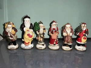 Memories of Santa Ornaments Porcelain Christmas Reproductions Vintage, Set of 6 - Picture 1 of 6