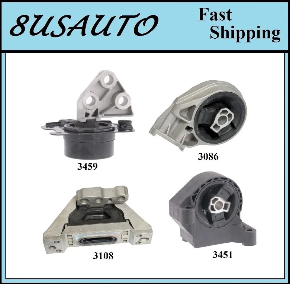 Montaje de motor y transmisión 4 piezas apto para Pontiac G4 2006 2,2 L y 2,4 L - transmisión manual. Foto 1 de 4