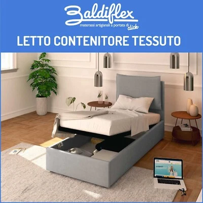 BALDIFLEX LETTO SINGOLO CONTENITORE IN TESSUTO RETE A DOGHE IN LEGNO LICIA 80x190 cm