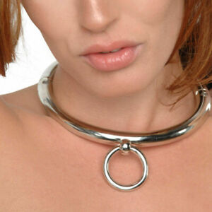 Metal Lockable Slave Neck collar Necklace O-Rings Restraint BDSM Choker Bondage