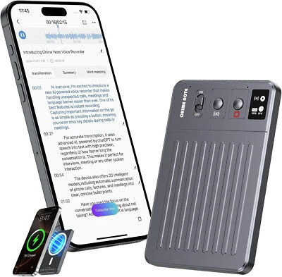 Chime Note ChatGPT Empowered AI Voice Recorder, APP and WEB Sync, 64GB Memory - Image 1 of 4