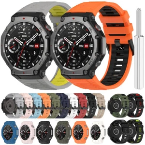 For Huami AmazFit T-Rex 3 Watch Band Sport Silicone Strap Case Cover Replacement - Picture 1 of 128