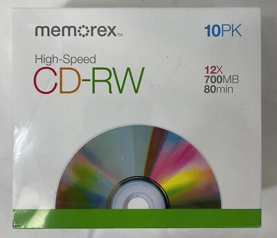 Memorex High Speed CD-RW 10 Pack Rewritable 700MB 80min New Sealed - Image 1 of 4