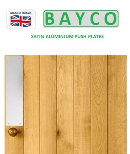 SATIN ALUMINIUM FINGER PLATE PUSH PLATE DOOR PLATE SAA ALUMINIUM DRILLED & CSK - Picture 1 of 3