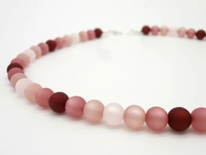 Halskette originale Polarisperlen rot braun beige rosa Farbverlauf Collier - Bild 1 von 4