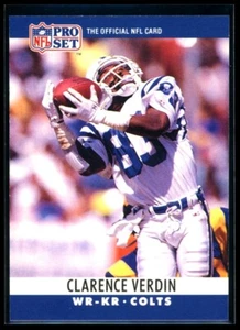 CLARENCE VERDIN 1990 Pro Set #137 ERROR blue line right side of head on back C1 - Picture 1 of 2