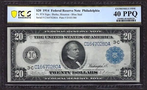 🇺🇸 1914 $20 FR-974 ♚♚PHILADELPHIA♚♚ PCGS EXTREMELY FINE 40 PPQ - Picture 1 of 2