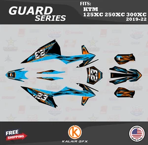 Kit de gráficos para KTM 125XC 250XC 300XC 2019 2020 2021 2022 Guard - CYAN-SHIFT - Imagen 1 de 6