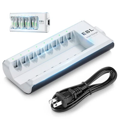 Cargador de batería individual EBL de 8 bahías para pilas recargables AA AAA NIMH NICD. Foto 1 de 4
