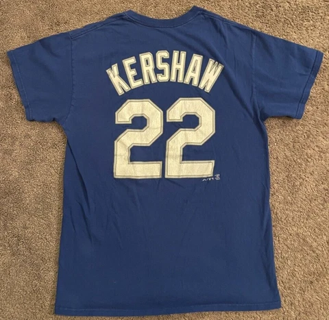 Men's Majestic MLB Los Angeles Dodgers Clayton Kershaw T-Shirt Jersey #22 Medium Cover