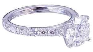 14K White Gold Round Moissanite Diamond Engagement Ring Bridal Prong Set 1.40ctw - Picture 1 of 8