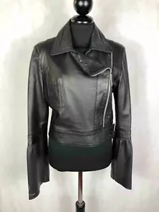 CULT VINTAGE '90 Giubbotto Chiodo Donna Pelle Woman Leather Jacket Sz.S - 42 - Imagen 1 de 6