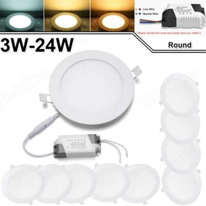 10 PCS - 9W 12W 15W 18W 24W LED Recessed Ceiling Panel Down Lights Lamp Fixtures - Picture 1 of 18