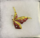 Vintage  Czechoslovakia Butterfly Brooch Enamel Rhinestones