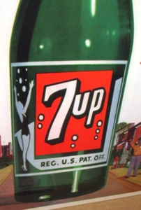 7 UP - SEVEN UP Swimsuit Girl SHOW GLASS BOTTLE -Big Size- TIN SIGN -Dated- 2001 - Picture 1 of 14