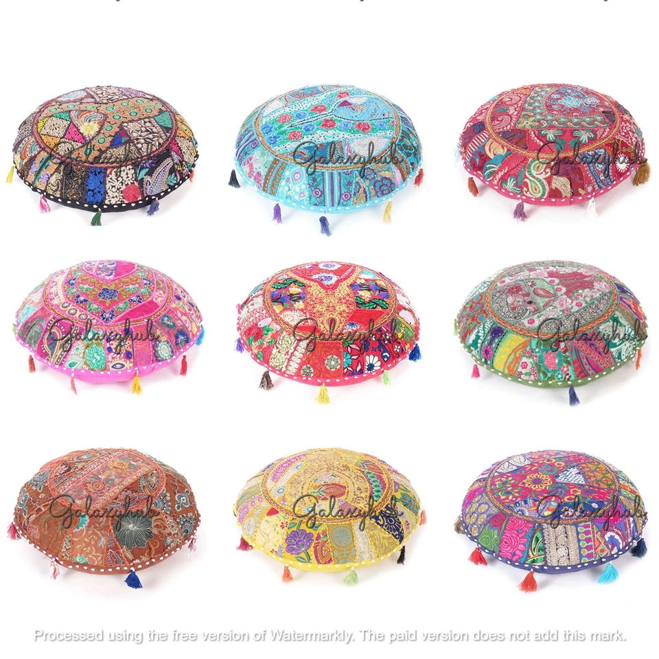 Indian Handmade Cotton Pillow Cover, Multicolor Bohemian Floor Cushion Cover AU - Image 1 of 1