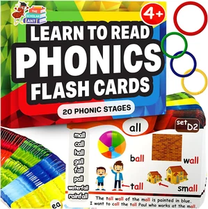 Phonics Flash Cards - Learn to Read in 20 Phonic Stages - Digraphs CVC Blends Lo - Picture 1 of 12