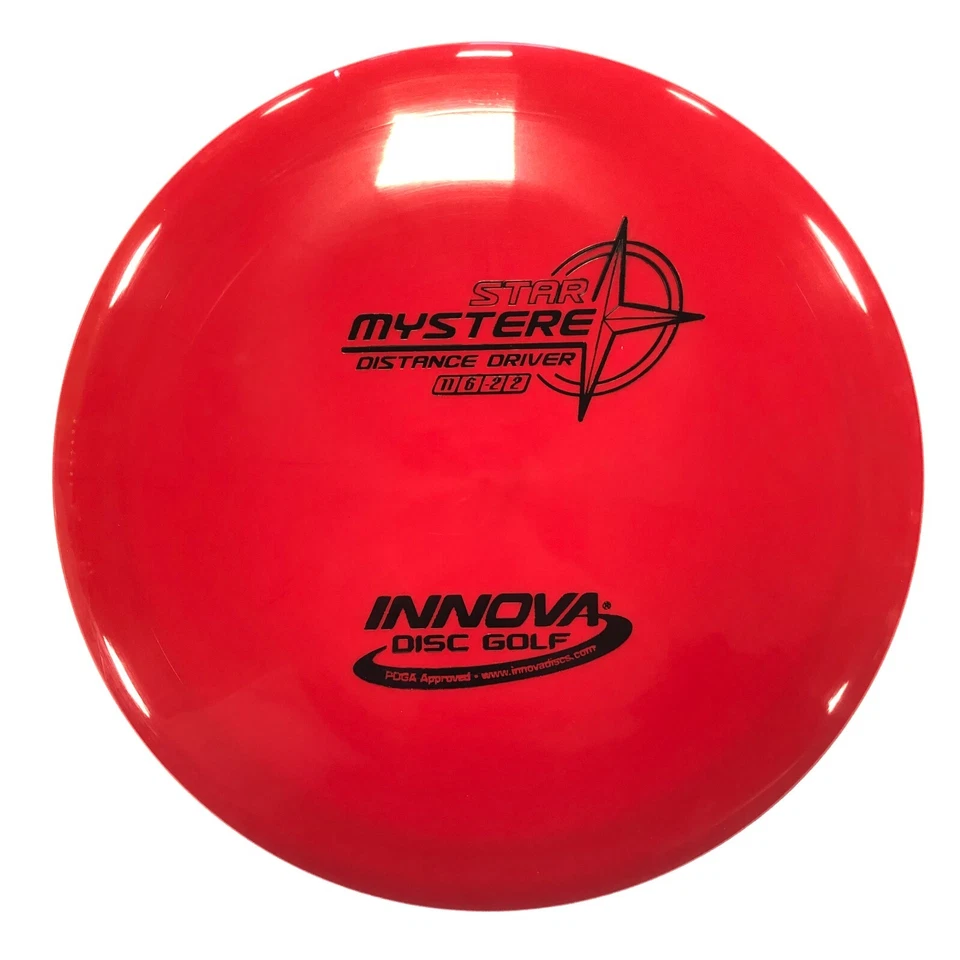 DISC GOLF INNOVA STAR MYSTERE DISTANCE DRIVER 173-5g RED W/ BLACK FOIL - Image 1 of 1
