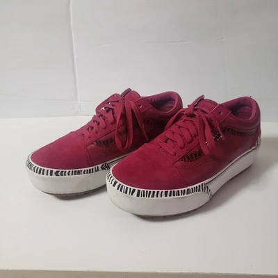 Vans Old Skool apilado (nubuck) cerise/cebra talla 8 para hombre talla 9,5 para mujer Foto 1 de 4