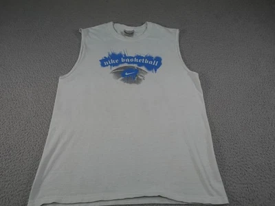 Vintage Y2K Nike Shirt Youth XL White Basketball Sleeveless Muscle Tank Tee - Image 1 of 4
