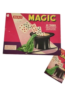 Vintage 1968 Merit Magic Set 63 Tricks Magic Boxwd Set Made In England J&L Randall  - Bild 1 von 10