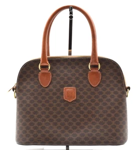 CELINE [Rank Almost A] Macadam Blason Hand Bag Purse Brown Authentic - Picture 1 of 17
