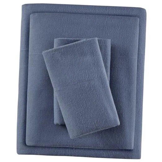 Sábana True North by Acogedora Franela Cálida 100% Algodón - Novedad Doble Azul Sólido Foto 1 de 4