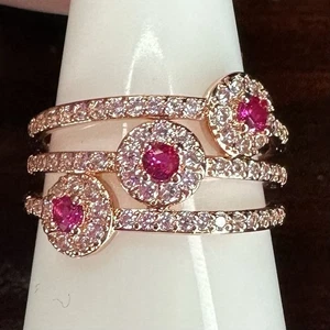 Bomb Party Ring - 7735 - Lab Created Rubin - Größe 9 - Rosévergoldet - Bild 1 von 5