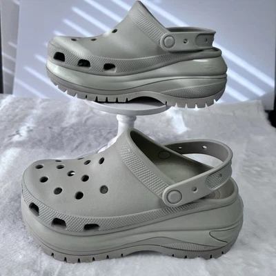 Crocs Mega Crush Clog Womens Size 9 Beige White Bone Rubber Platform Chunky Heel - Image 1 of 4