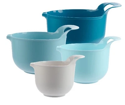 Cuencos mezcladores de plástico para anidar 4 piezas, azules Foto 1 de 3
