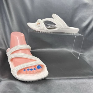 Crocs Kadee II Strappy Sandals Women's 7 White Jewels Summer Slides 211350-100 - Picture 1 of 18