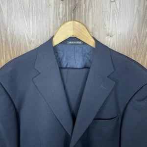 Pal Zileri Italy Made 2 Piece Suit Mens 48L Slim 40x29 Navy Blue Solid 100 Wool - Picture 1 of 23