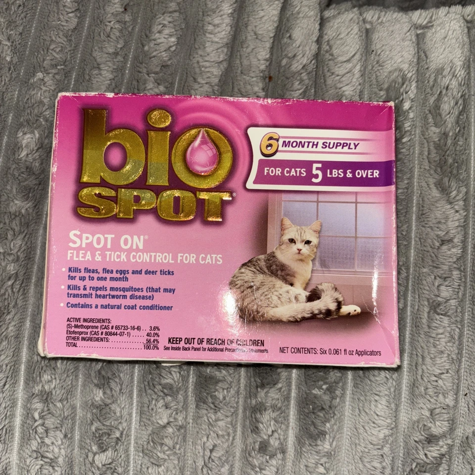 Bio Spot On Flea & Tick Drop 适用于 5 磅以下的猫 6 个月供应 全新 — 第 1/4 张图片