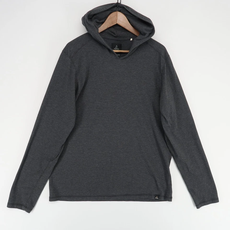 Prana Sudadera con Capucha Ligera Para Hombre Grande Gris Rayas Pullover Exterior Informal Foto 1 de 4