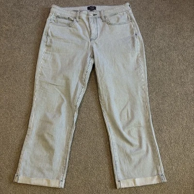 NYDJ Not Your Daughters Jeans Cropped Striped Blue & White UK Size 10 W30 L25  - Image 1 of 4