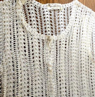 Chaleco tejido abierto de colección para mujer XL tejido a mano abotonado twee blanco cottagecore Foto 1 de 4