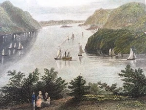 1837. VISTA DESDE WEST POINT. HUDSON RIVER. W.H. BARTLETT. GRABADO ORIGINAL. - Imagen 1 de 7