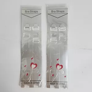 2 Sets of Clear Bra Straps Non-Slip Adjustable Invisible Transparent (15mm) Wide - Picture 1 of 13