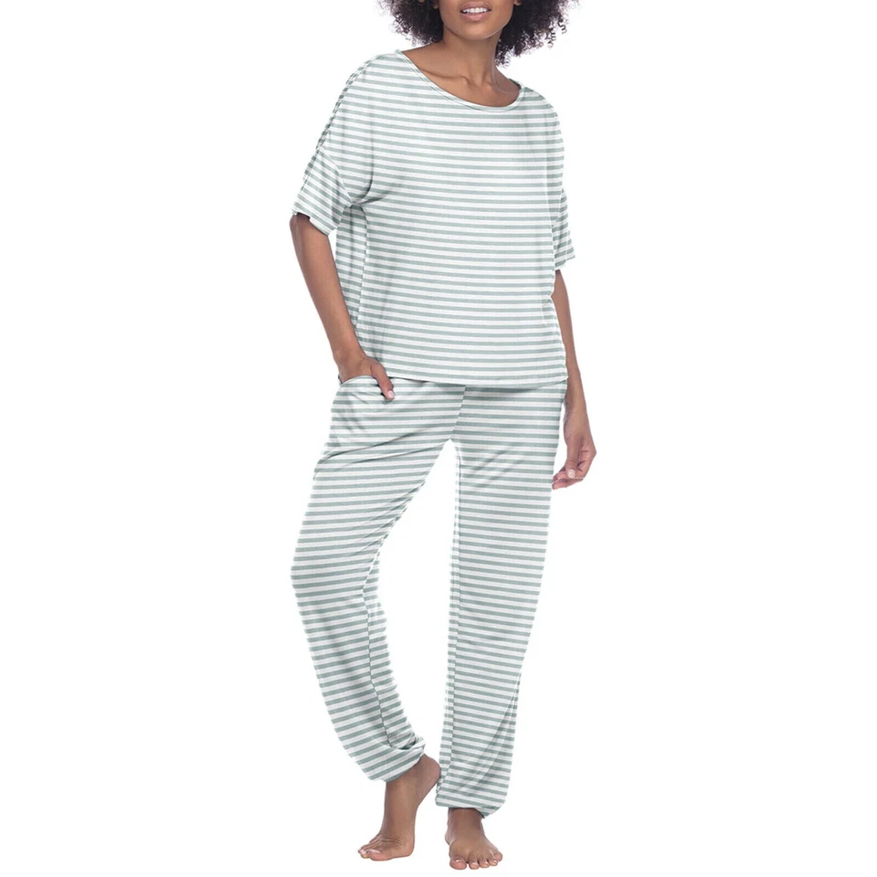 Honeydew Women's Striped Pattern 2 Piece Pajama Set (Chilled Large)