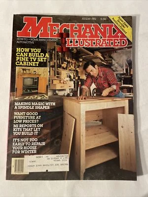 1982 August, Mechanix Illustrated Magazine, Build A Pine TV Set Cabinet  (CP394) Foto 1 de 3