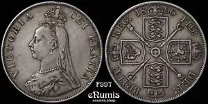 Great Britain, Victoria, Double Florin 1890, VF+ - Picture 1 of 6