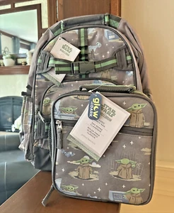 Pottery barn School STAR WARS Grogu LARGE BACKPACK Disney Solo jedi+Lunch Box ๐ - Picture 1 of 24