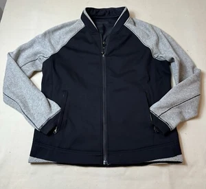 Lululemon Var-City Bomber Sz 8 Jacket Black Gray Full Zip Neoprene Stitch Back - Picture 1 of 9