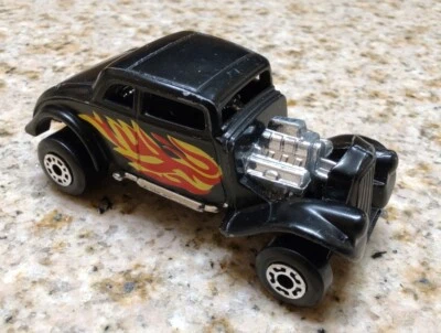 1982 Matchbox DieCast Car 1933 Willys Hot Rod Black Flames - Image 1 of 4