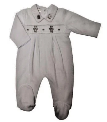 NEWBORN BABY BOY ROMPERS SLEEPSUIT SPANISH WHITE COTTON BABYGROW BOYS 0-3 MONTH