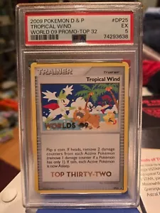 2009 POKEMON WORLD CHAMPIONSHIPS PROMO TOP 32 ERROR #DP25 TROPICAL WIND PSA 5 - Picture 1 of 2