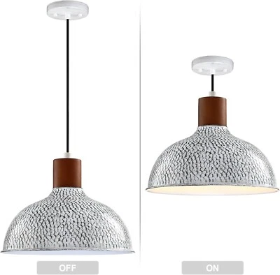 Paquete de 3 lámparas colgantes vintage de metal martillado negro/blanco para interiores de 8,3" Foto 1 de 4